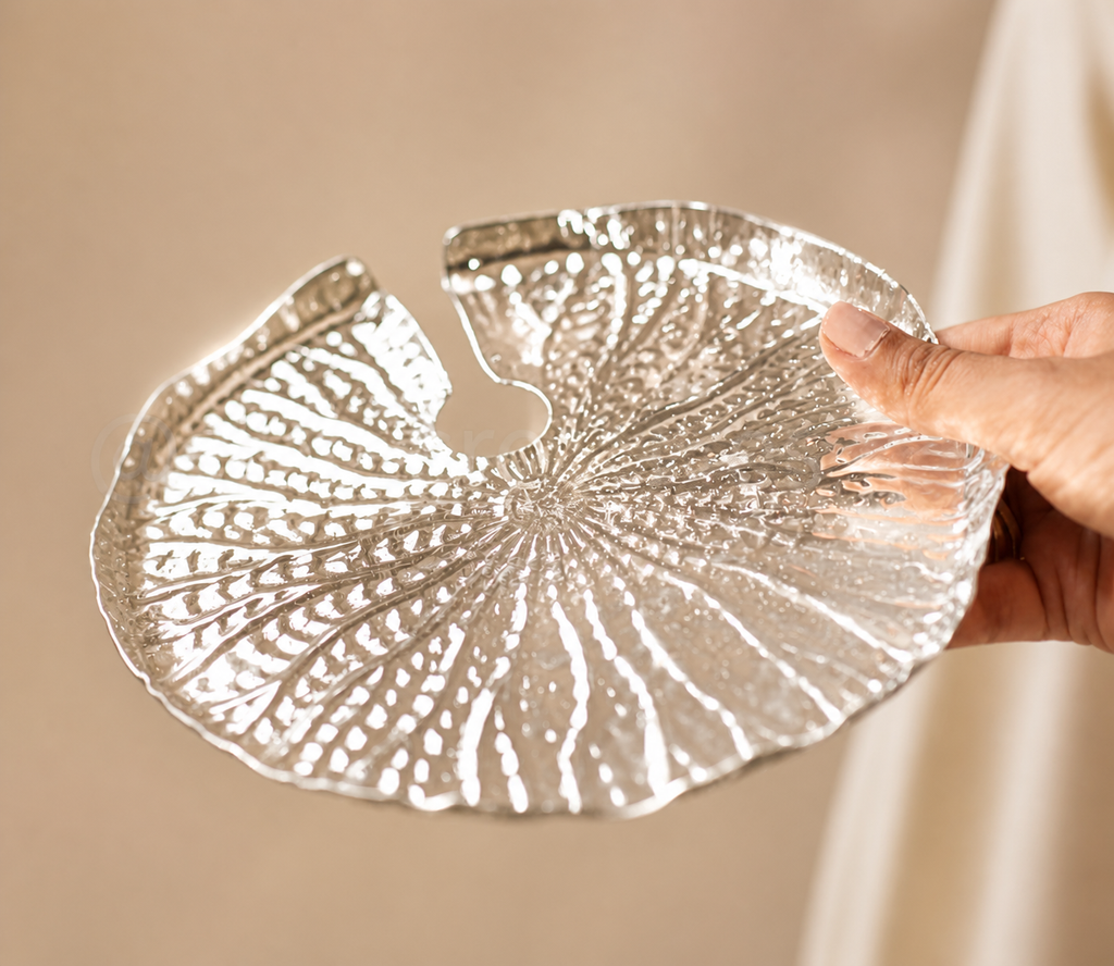 Lotus Champagne Glass and Plate Set of 2