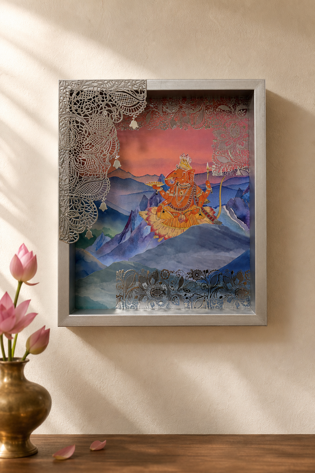 Contemporary Ganesh Ji with Silver Jaali